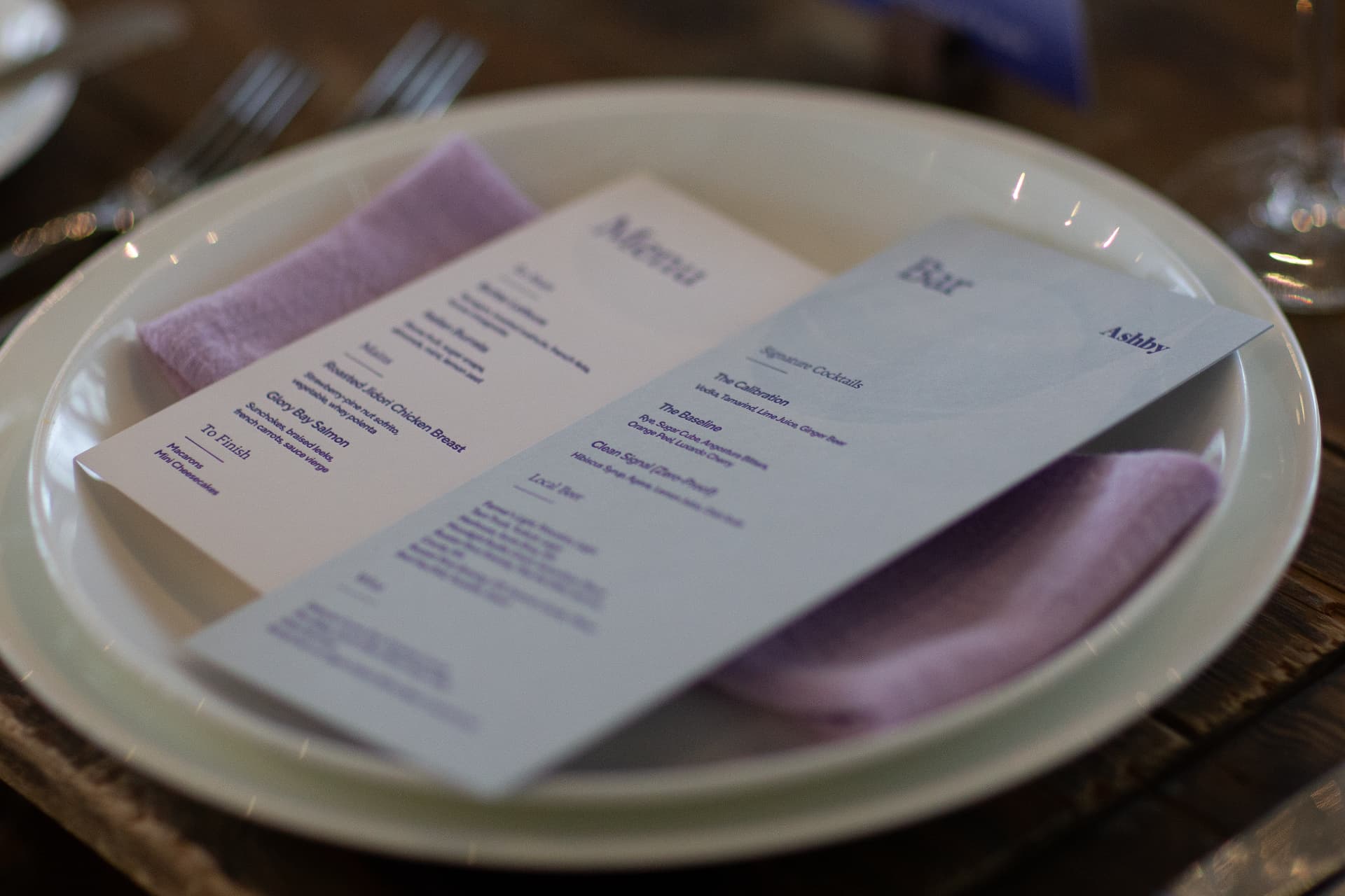 Dinner menu place setting